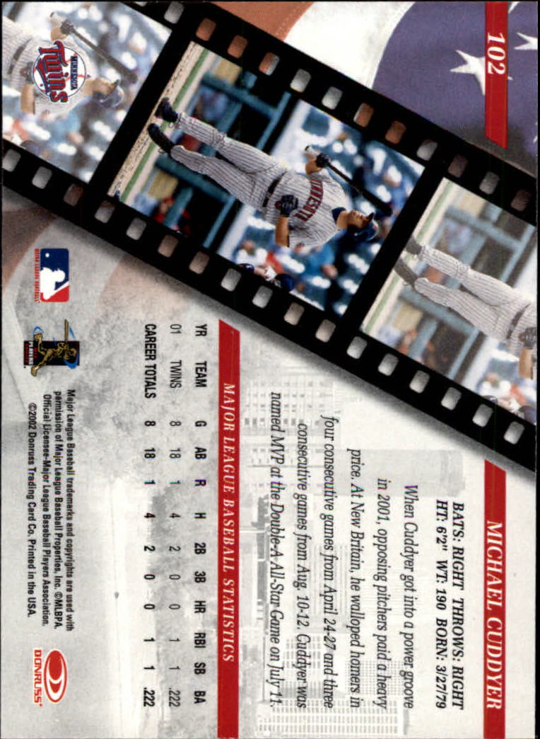 2002 Studio #102 Michael Cuddyer - Baseball Card NM-MT