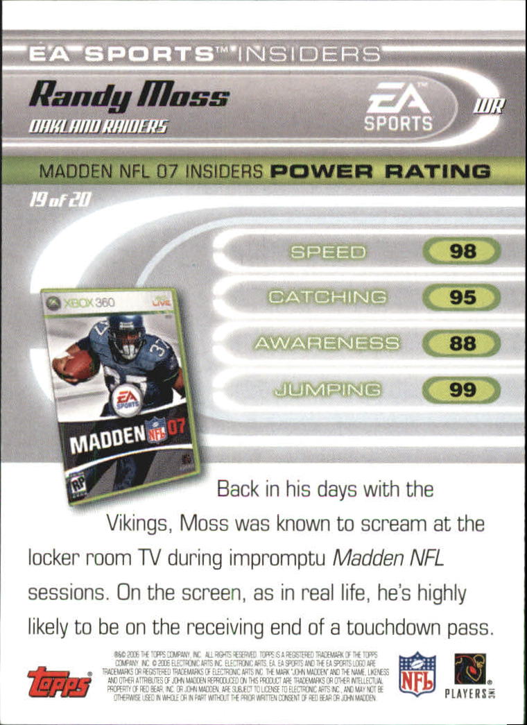 2006 Topps EA Sports Madden #19 Randy Moss - Football Card