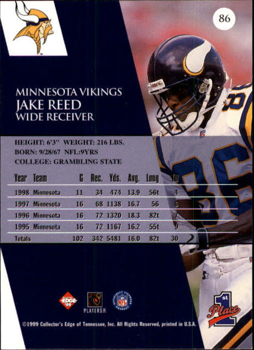 1999 Collector's Edge First Place #86 Jake Reed - Football Card