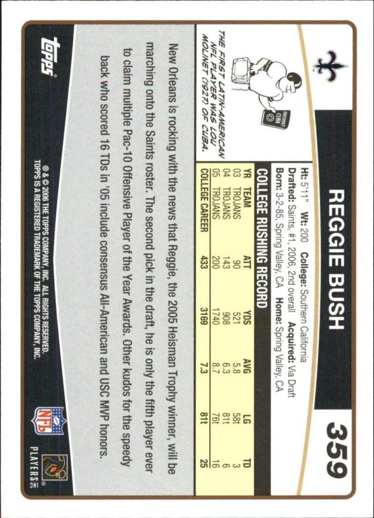 2006 Topps Special Edition Rookies #359 Reggie Bush - Football Card