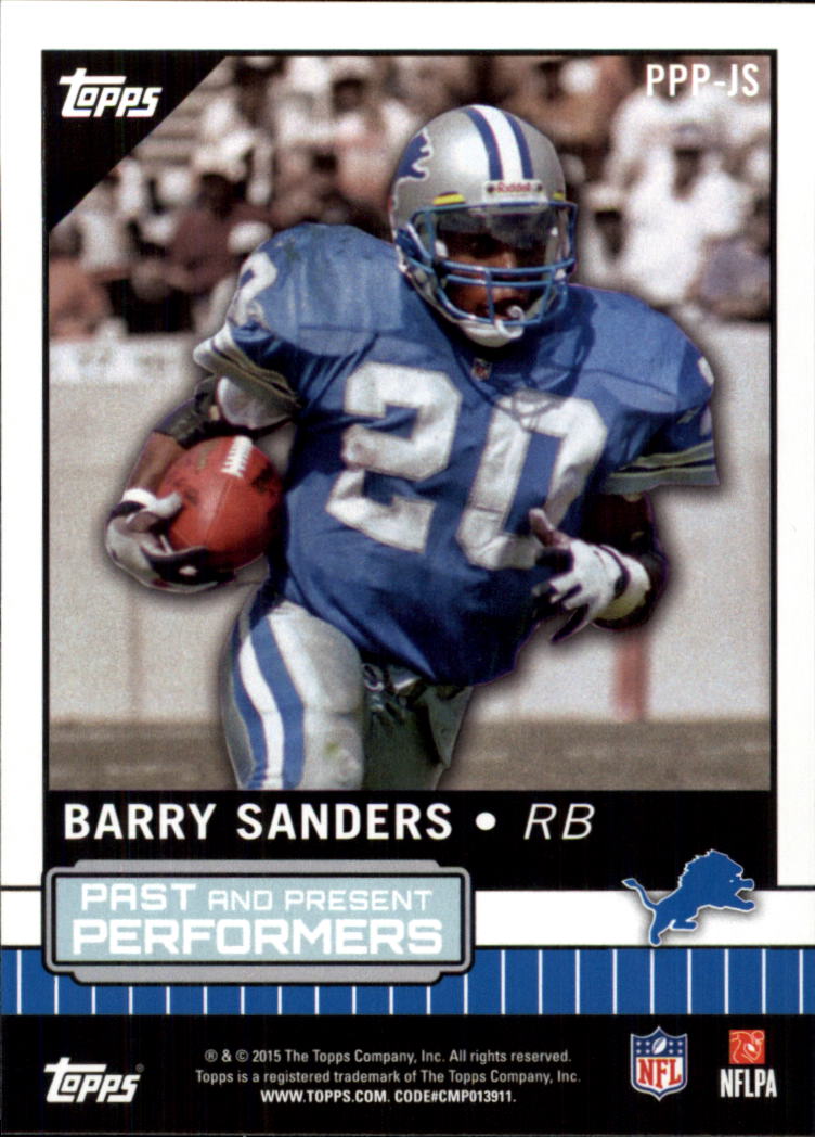 2015 Topps Past and Present Performers #PPPJS Calvin Johnson / Barry Sanders - Football Card