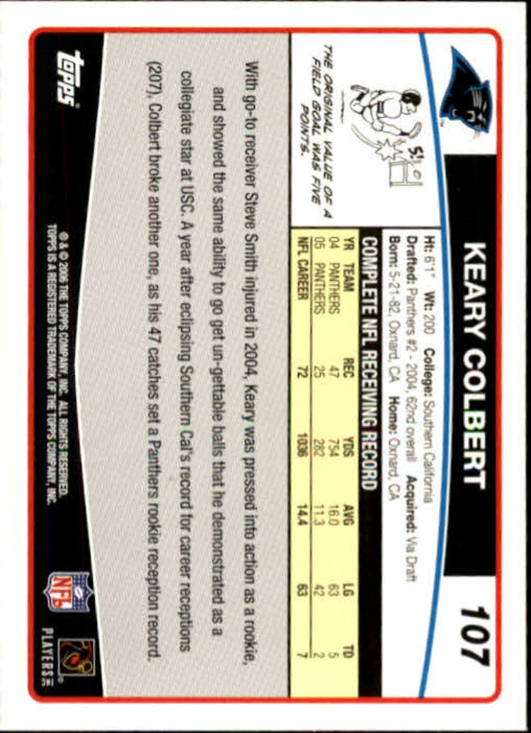 2006 Topps #107 Keary Colbert - Football Card - NM