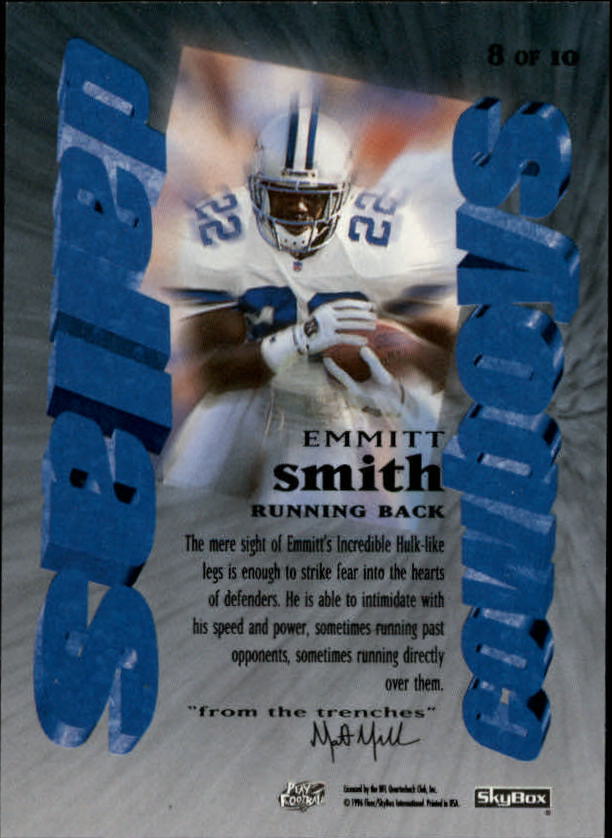 1996 SkyBox Impact Intimidators #8 Emmitt Smith - Football Card