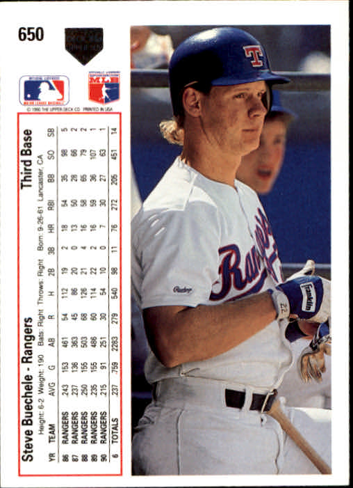 1991 Upper Deck #650 Steve Buechele - Baseball Card NM-MT