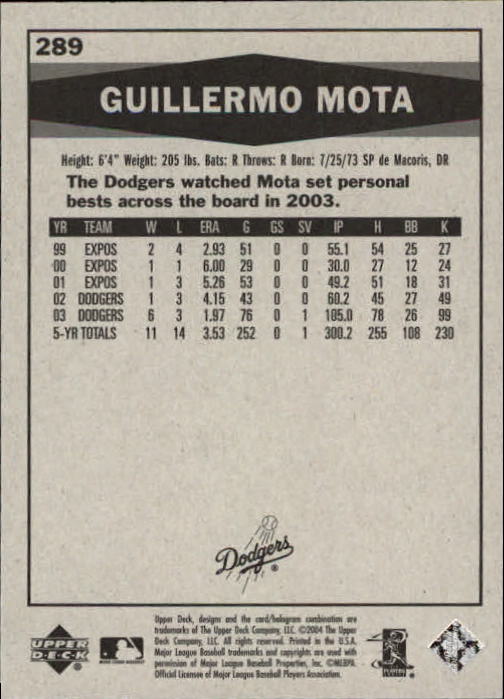 2004 Upper Deck Vintage #289 Guillermo Mota - Baseball Card NM-MT