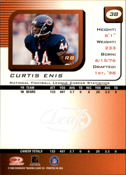 1999 Leaf Rookies and Stars #38 Curtis Enis - Football Card NM-MT