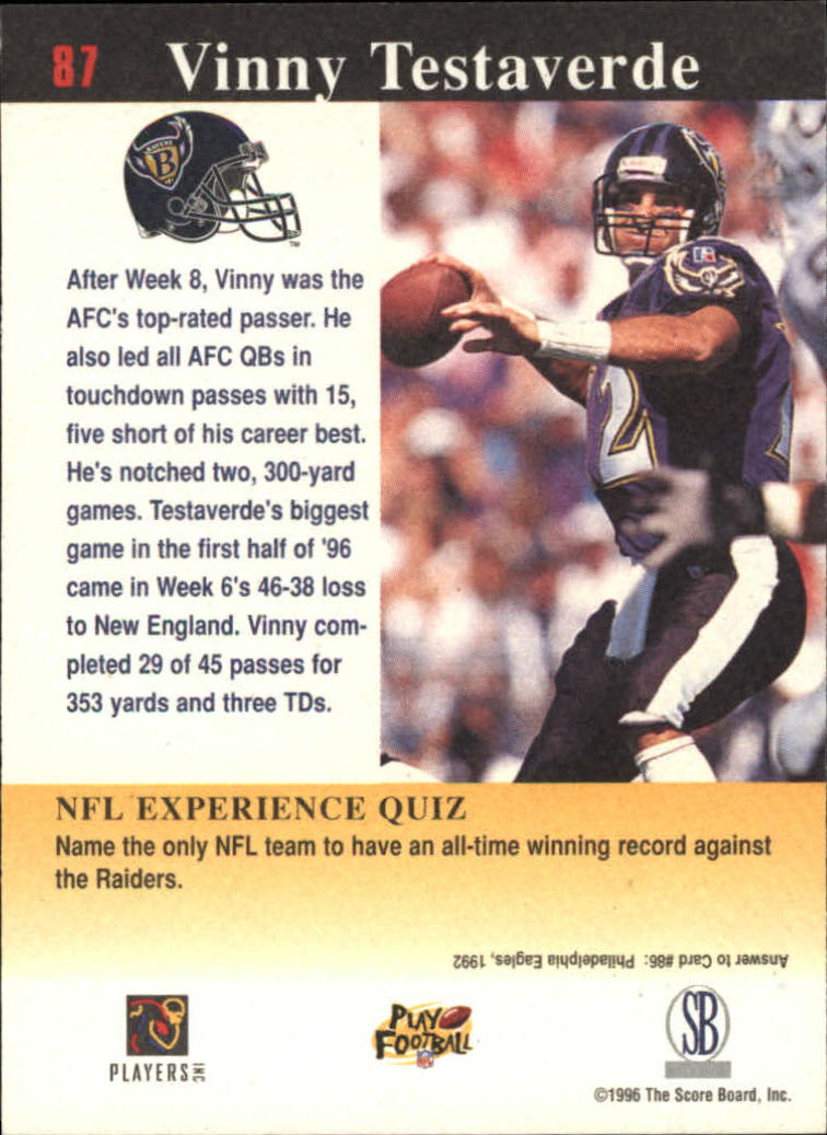 1997 Score Board NFL Experience #87 Vinny Testaverde - Football Card - NM-MT