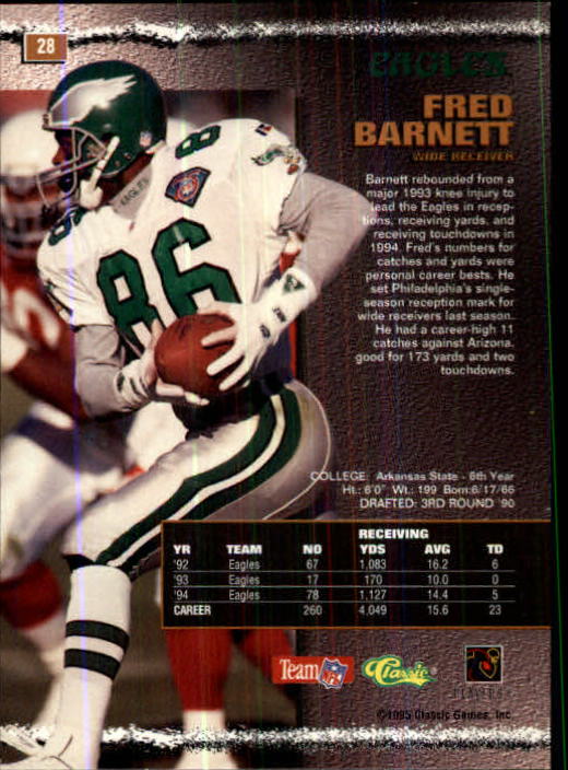 1995 Pro Line #28 Fred Barnett - Football Card