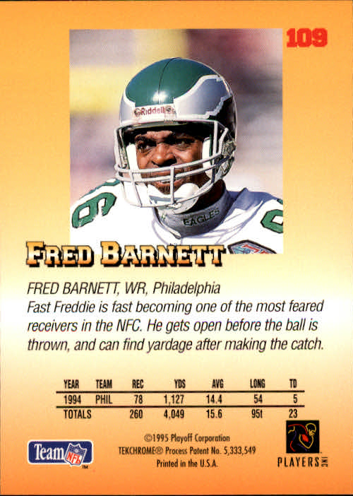 1995 Playoff Prime #109 Fred Barnett - Football Card