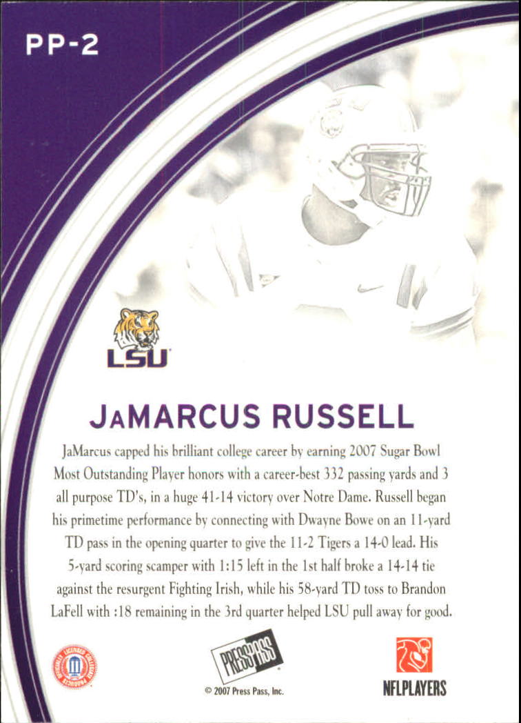 2007 Press Pass Primetime Players #2 JaMarcus Russell - Football Card