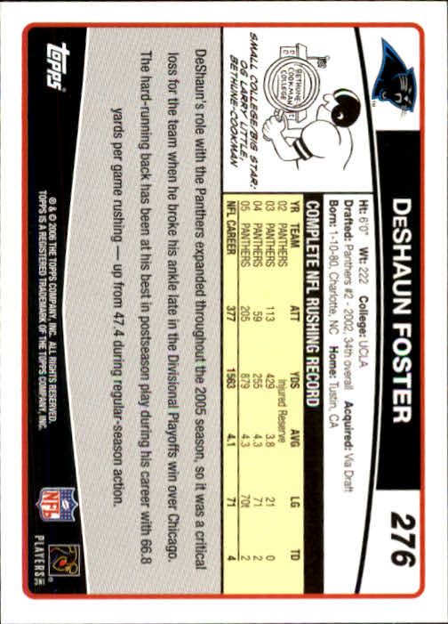 2006 Topps #276 DeShaun Foster - Football Card