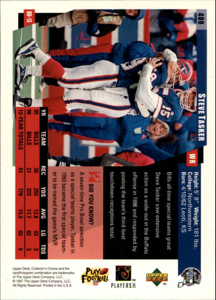 1997 Collector's Choice #409 Steve Tasker - Football Card