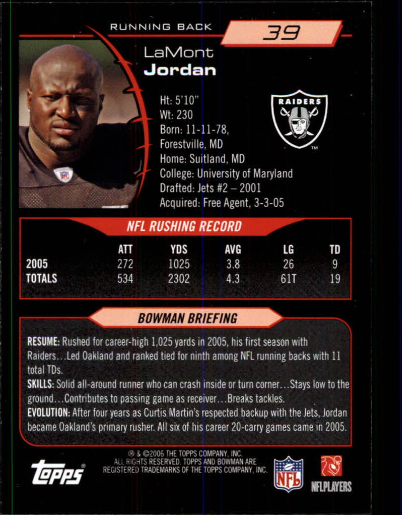 2006 Bowman #39 LaMont Jordan - Football Card