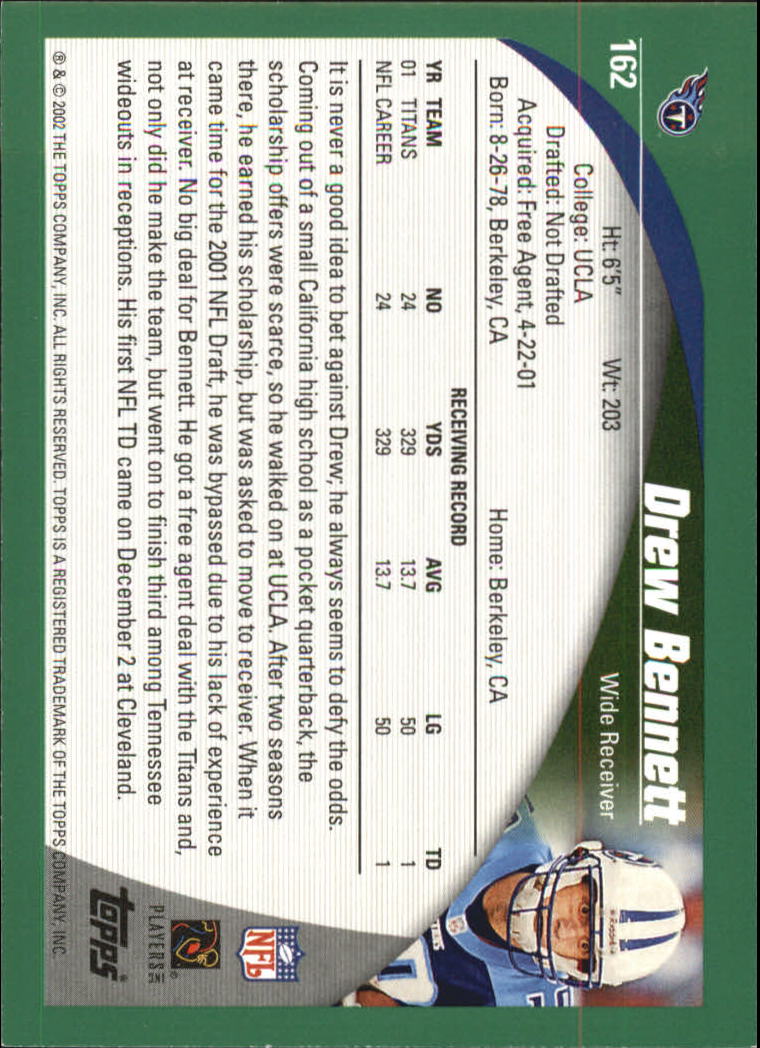 2002 Topps #162 Drew Bennett - Football Card