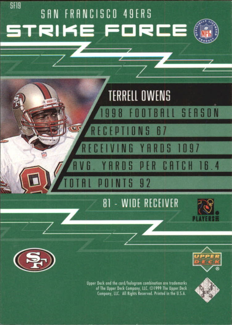 1999 Upper Deck Strike Force #SF19 Terrell Owens - Football Card