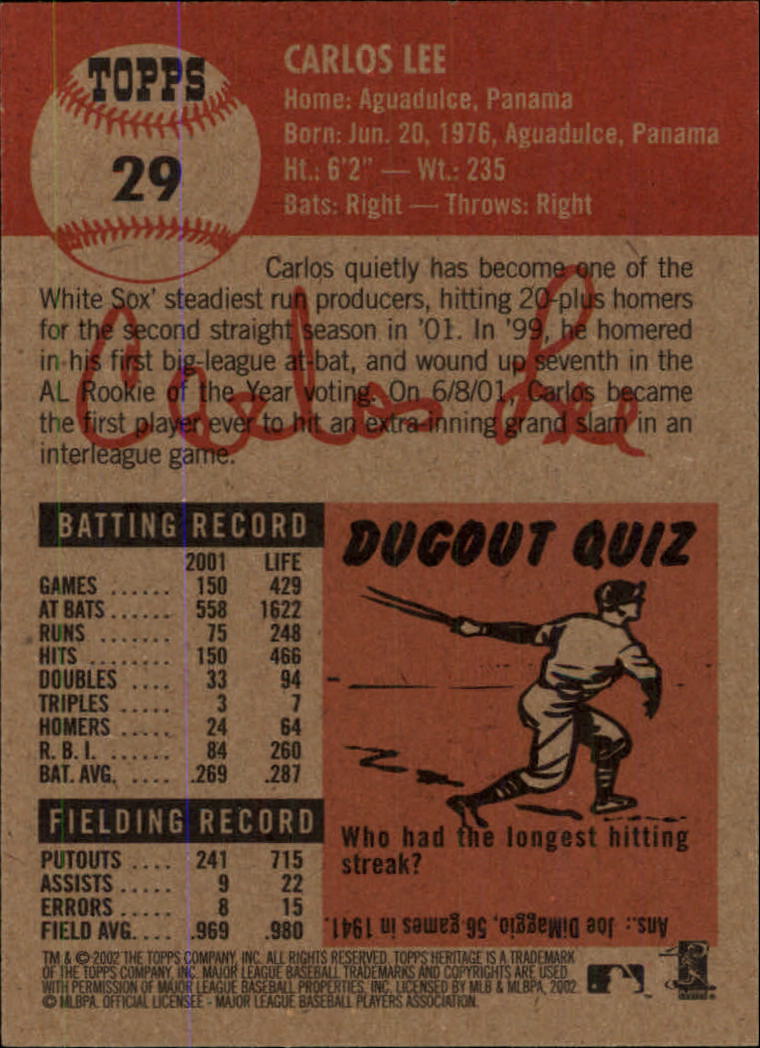 2002 Topps Heritage #29 Carlos Lee - Baseball Card EX-MT