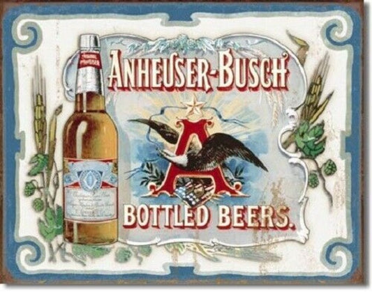 Anheuser Busch - Bottled Beers 16" x 12.5" Distressed Metal Tin Sign -1519