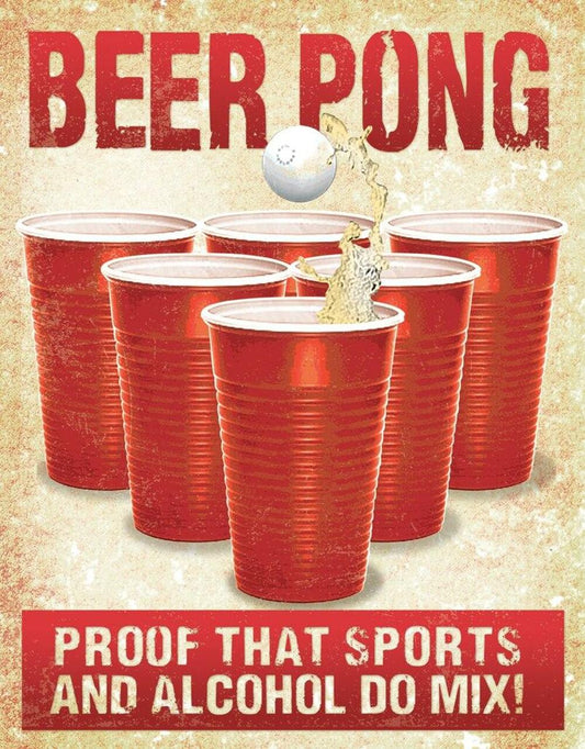 Beer Pong Metal Tin Sign - 2224