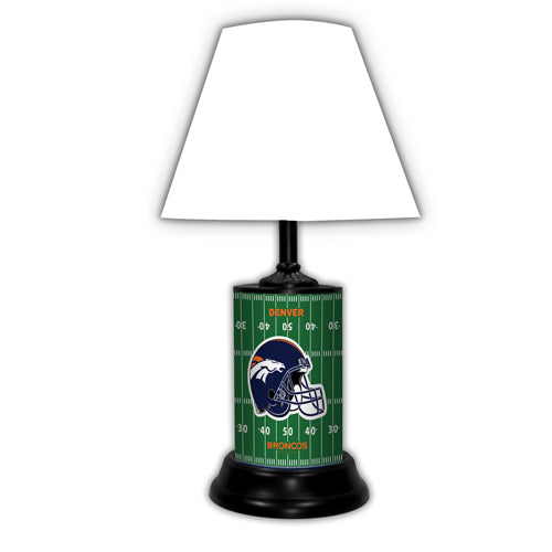  Brighten your Broncos spirit with this 18.5" tall lamp by Good Tymes. Officially licensed and Made in USA, it showcases the team logo in a field design.