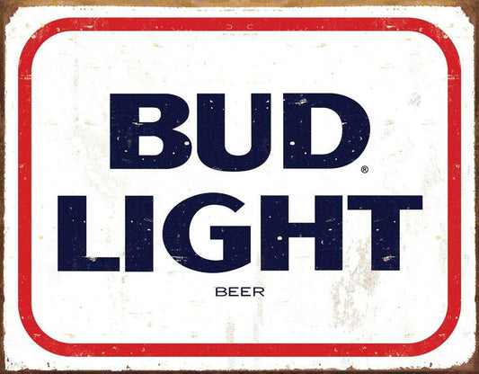 Bud Light 16" x 12.5" Distressed Metal Tin Sign - 2429