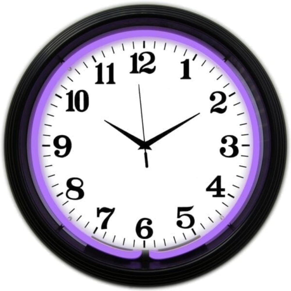 Black Rim Purple 15" Neon Clock by Neonetics