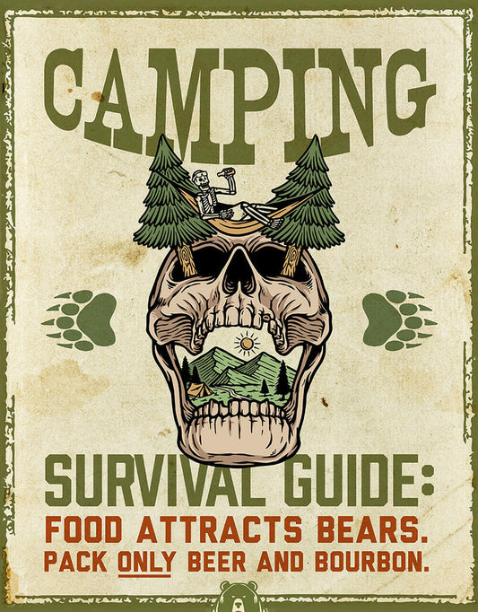 Camping Survival 12.5" x 16" Metal Tin Sign - 2657