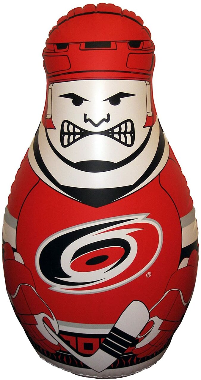 Kids inflatable toy punching bag with Carolina Hurricanes hockey player graphics