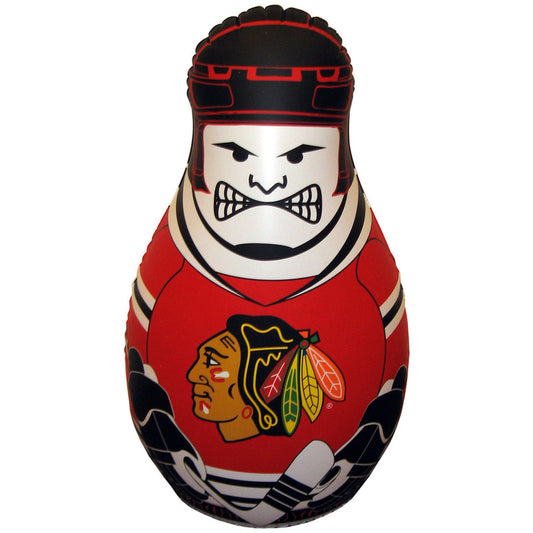 Kids inflatable toy punching bag with Chicago Blackhawks hockey player graphics