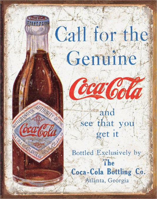 COKE - Call for the Geniune 12.5" x 16" Metal Tin Sign - 1918