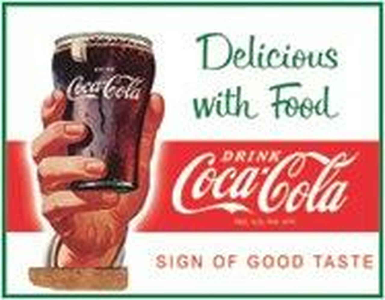 COKE - Delicious with Food 16" x 12.5" Metal Tin Sign - 2384