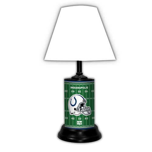 "LED lamp featuring Indianapolis Colts field design by GTEI, showcasing team colors and field layout for Colts fans."