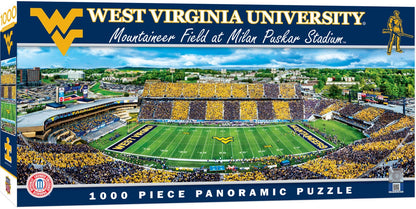 "West Virginia Stadium 1000-Piece Puzzle. Brand new, measures 13x39 inches. Made by Masterpieces."