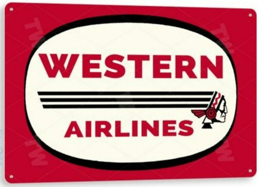 Western Airlines Metal Tin Sign - D128