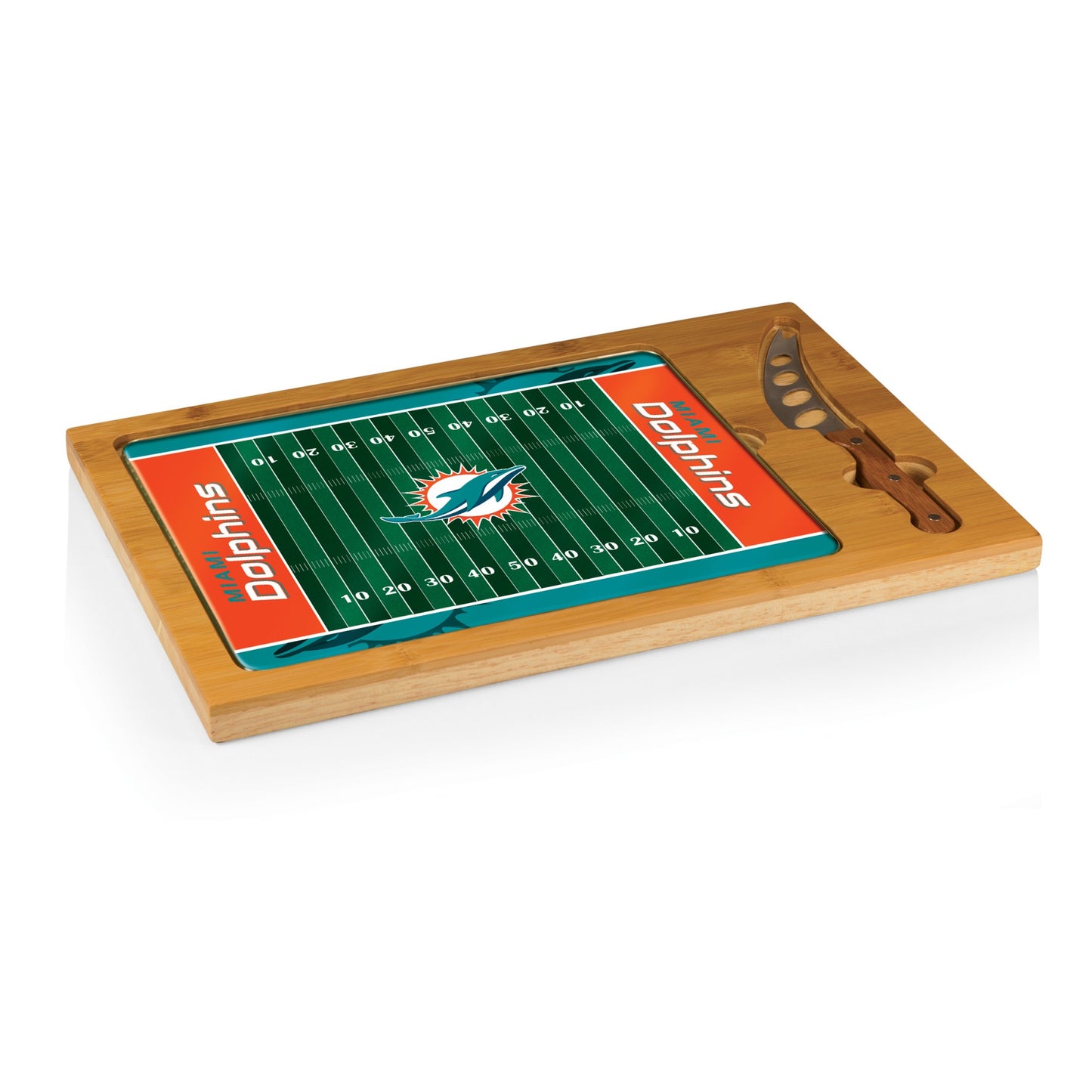 Miami Dolphins - Icon Glass Top Cutting Board & Knife Set by Picnic Time