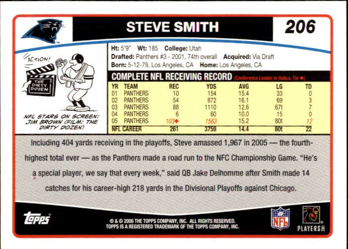 2006 Topps #206 Steve Smith - Football Card - NM