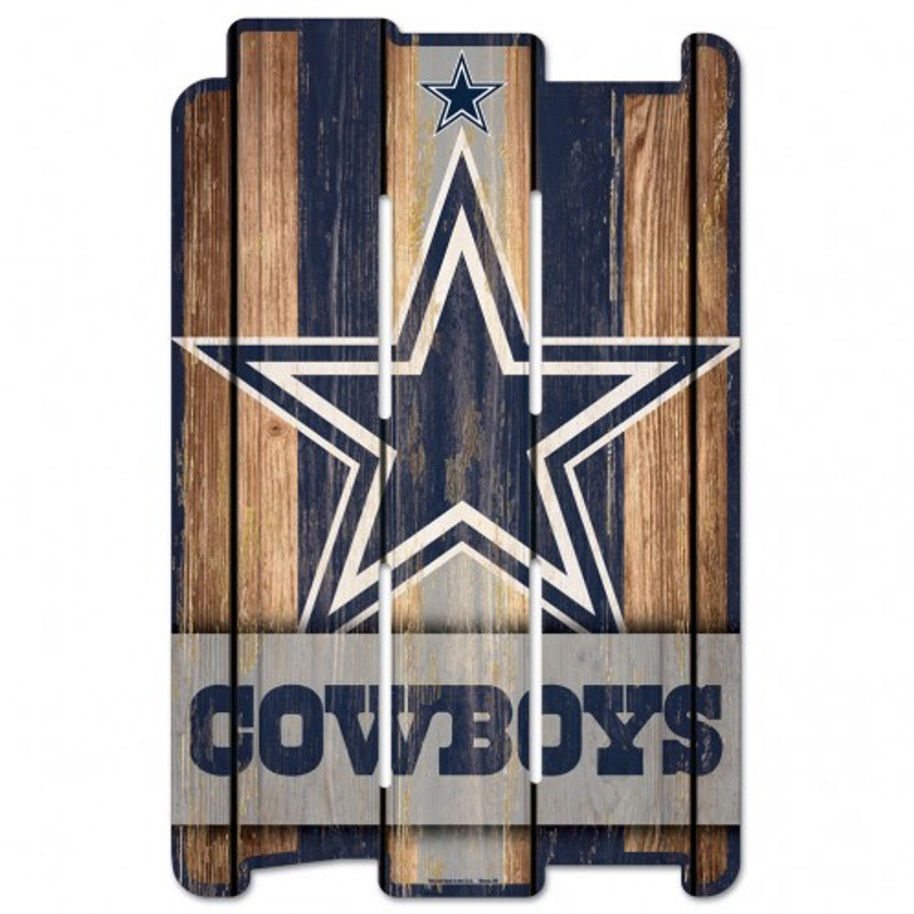 Dallas Cowboys 11"x17" NFL wood sign with retro team graphics and routed hanger. Made in the USA by WinCraft.