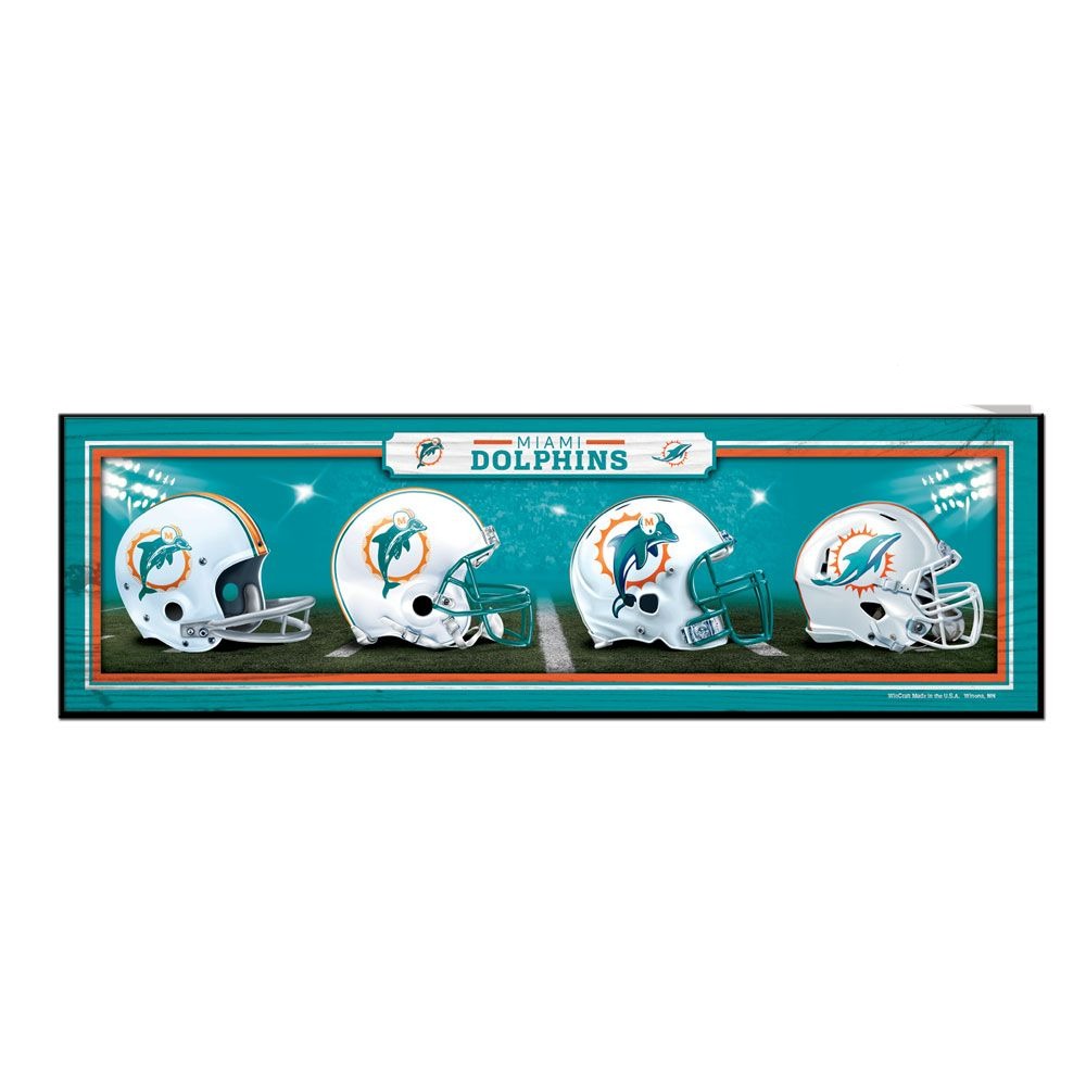 Miami Dolphins "History of Helmets" 9" x 30" Wood Sign by Wincraft