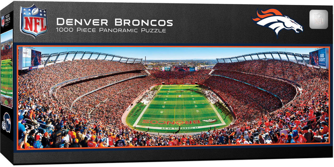 Broncos NFL Stadium Puzzle, 1000 pieces, brand new, measures 13" x 39", officially licensed, made by Masterpieces.