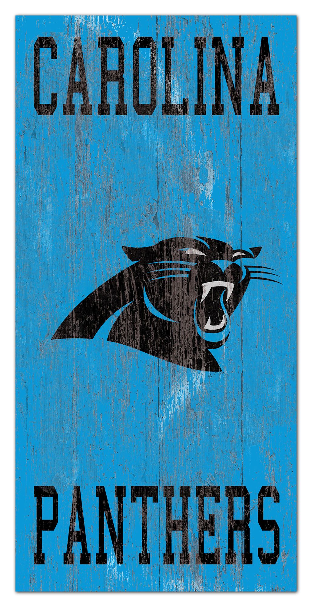 Carolina Panthers Heritage Logo w/ Team Name 6" x 12" Distressed Sign by Fan Creations