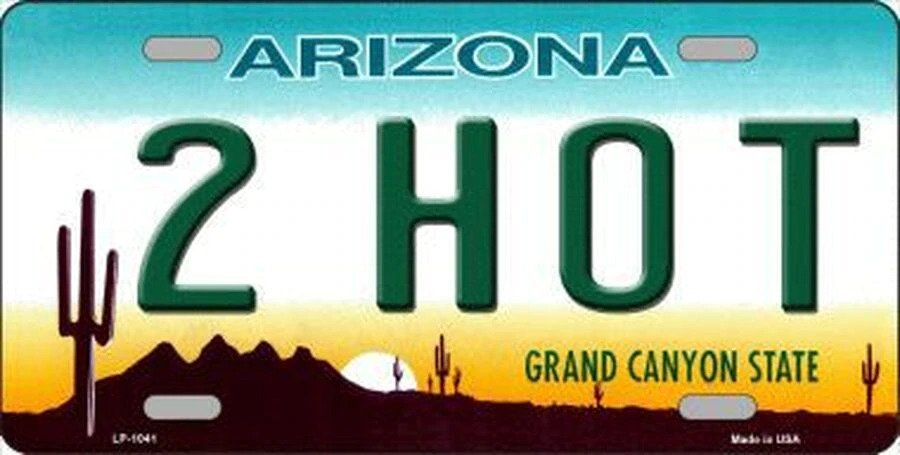 2 Hot Arizona 6" x 12" Novelty Metal License Plate Tag -LP-1041