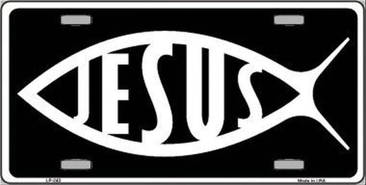 Jesus Fish 6" x 12" Metal Vanity Novelty License Plate Tag LP-243