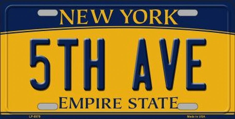 5th Ave New York Metal Novelty 6" x 12" License Plate Tag - LP-8979
