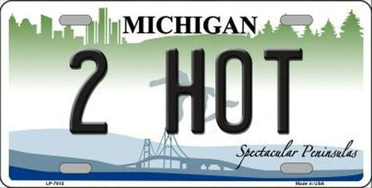 2 Hot Michigan 6" x 12" Novelty Metal License Plate Tag - LP-7915