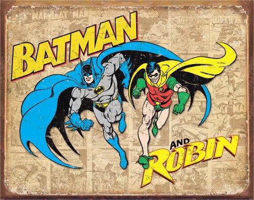 Batman and Robin Weathered Metal Tin Sign - 1826