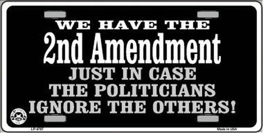 2nd Amendment In Case Politicians Ignore 6" x 12" Metal Novelty License Plate Tag - LP-4707