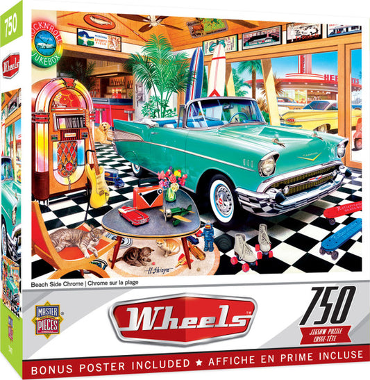 Wheels - Beach Side Chrome 750 Piece Jigsaw Puzzle by Masterpieces