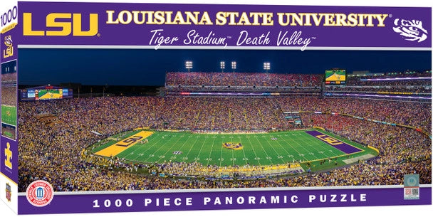 "LSU Tigers NCAA Stadium 1000-Piece Puzzle. Brand new, measures 13x39 inches. Officially licensed."