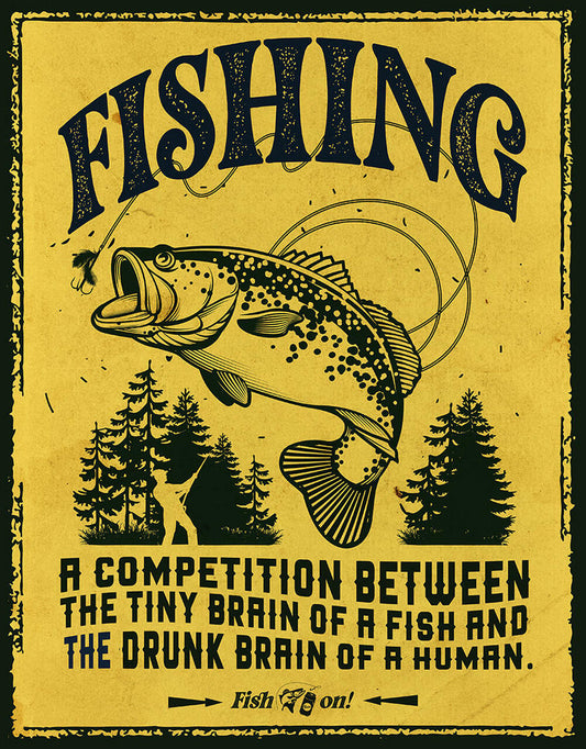 Fish On Fishing 12.5" x 16" Metal Tin Sign - 2656