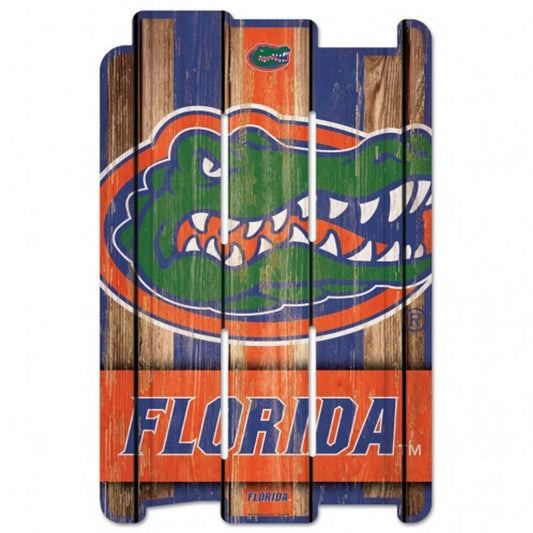 Florida Gators 11"x17" NCAA wood fence sign with distressed graphics. Made in the USA by WinCraft.