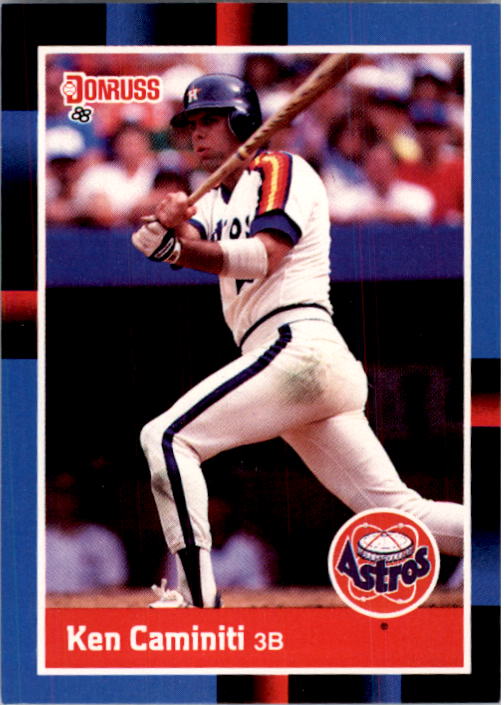 1988 Donruss Baseball Card #308 featuring 3rd Baseman Ken Caminiti rookie card in Near Mint-Mint condition